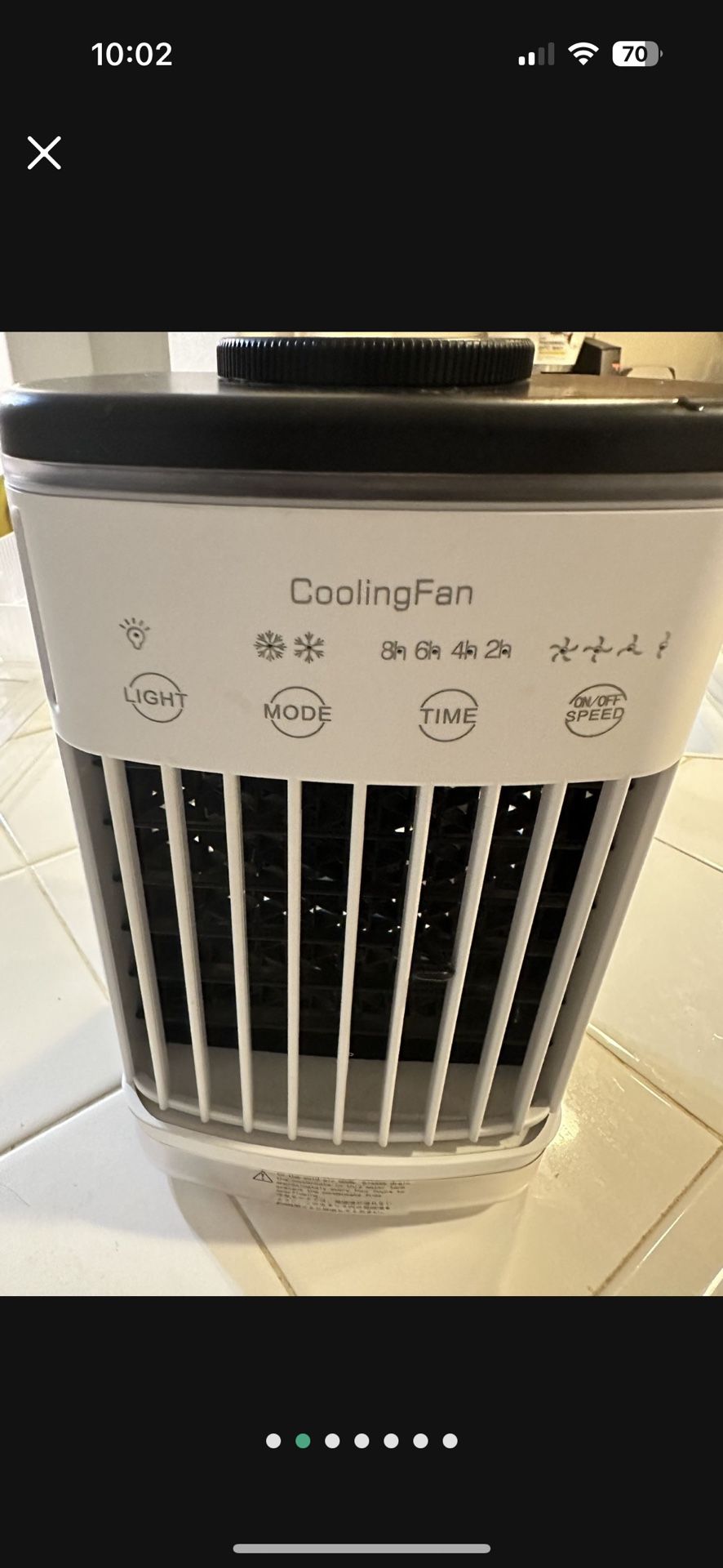 Air Cooler for Room, Personal Air Conditioner Cooling Fan, 4 Wind Speed, 7 Color Light, 2 Cool Air Spray, and 2-8H Timer, Ice Cube Tray, 3