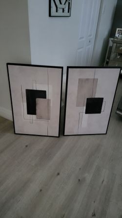 Modernos Cuadros  estilo minimalista  en beige  y negro