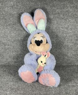 14" Disney Store Minnie Mouse Bunny Plush 2019 Purple Yellow Easter Stuffed