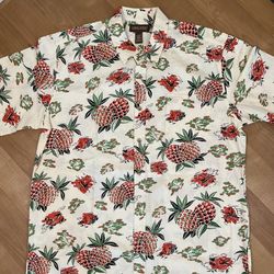 Men's Hawaiian Shirt - Size XL Pineapple Print Vacation Shirt