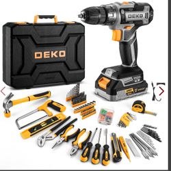 Cordless Drill Tool Kit Set: 20V Power Drill Tool Box With Battery Electric Drill Driver For Men Home Hand Repair Basic Toolbox Tools Sets Drills Case