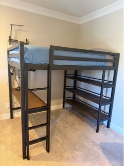 Restoration Hardware RH Industrial Full Study Loft Bed - Black Steel