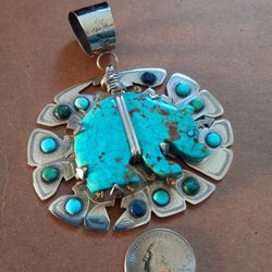 $700! Awesome 925 Sterling Silver Powwow Necklace Pendant 