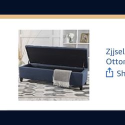 Blue Storage Ottoman 