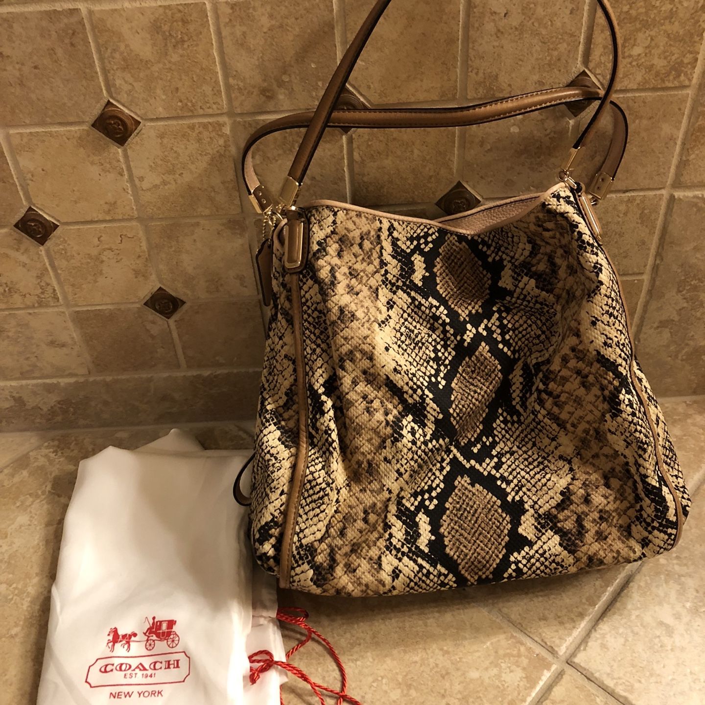 COACH Bag MADISON PYTHON PRINTED SMALL PHOEBE SHOULDER BAG (COACH 