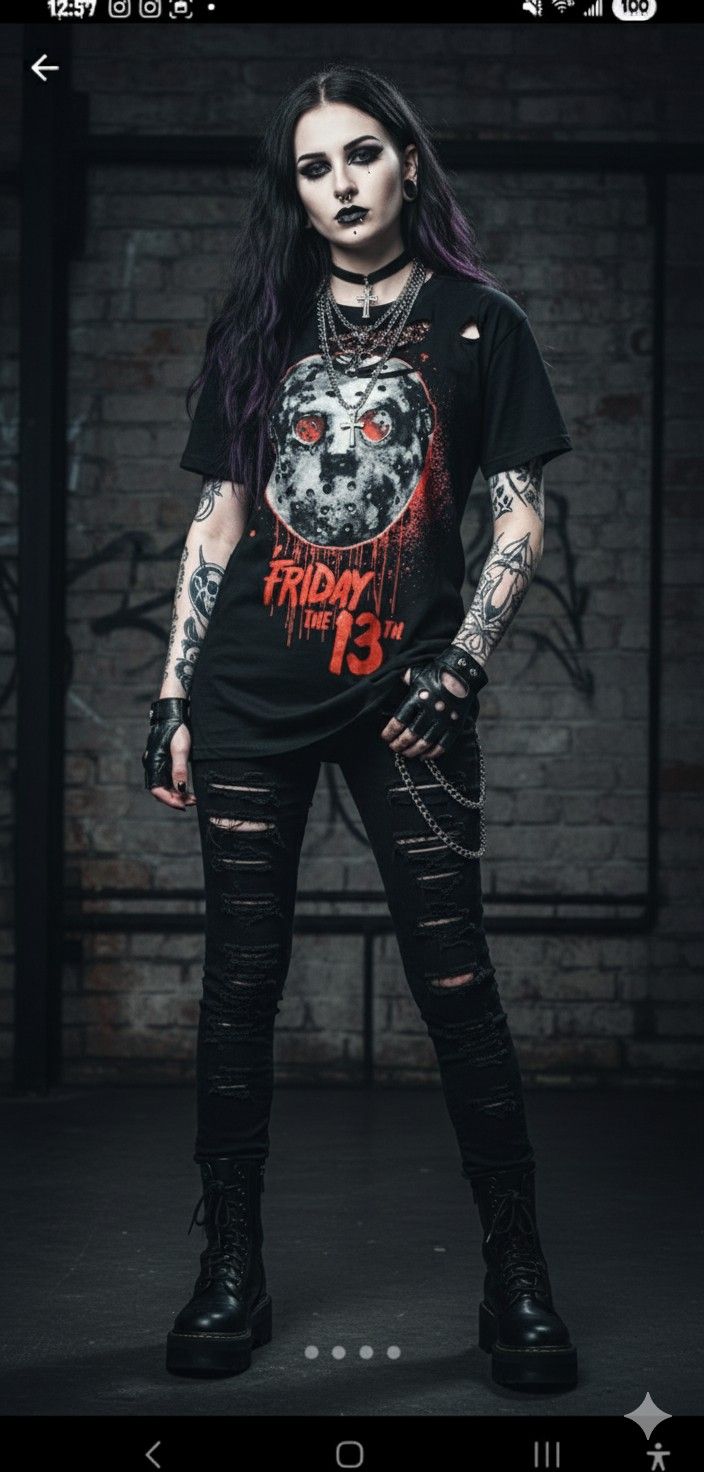 Jason Voorhees, Friday the 13th. black and red cotton t-shirt, altered. Size S 