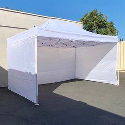 (Brand New) $180 Heavy Duty EZ Popup Canopy 10x15’ with (3 Sidewalls) Outdoor Gazebo, Carry Bag (2 Colors)