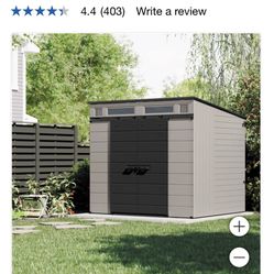 Open box  Suncast Modernist 8'x7' Dual Barn Door Storage Shed Item