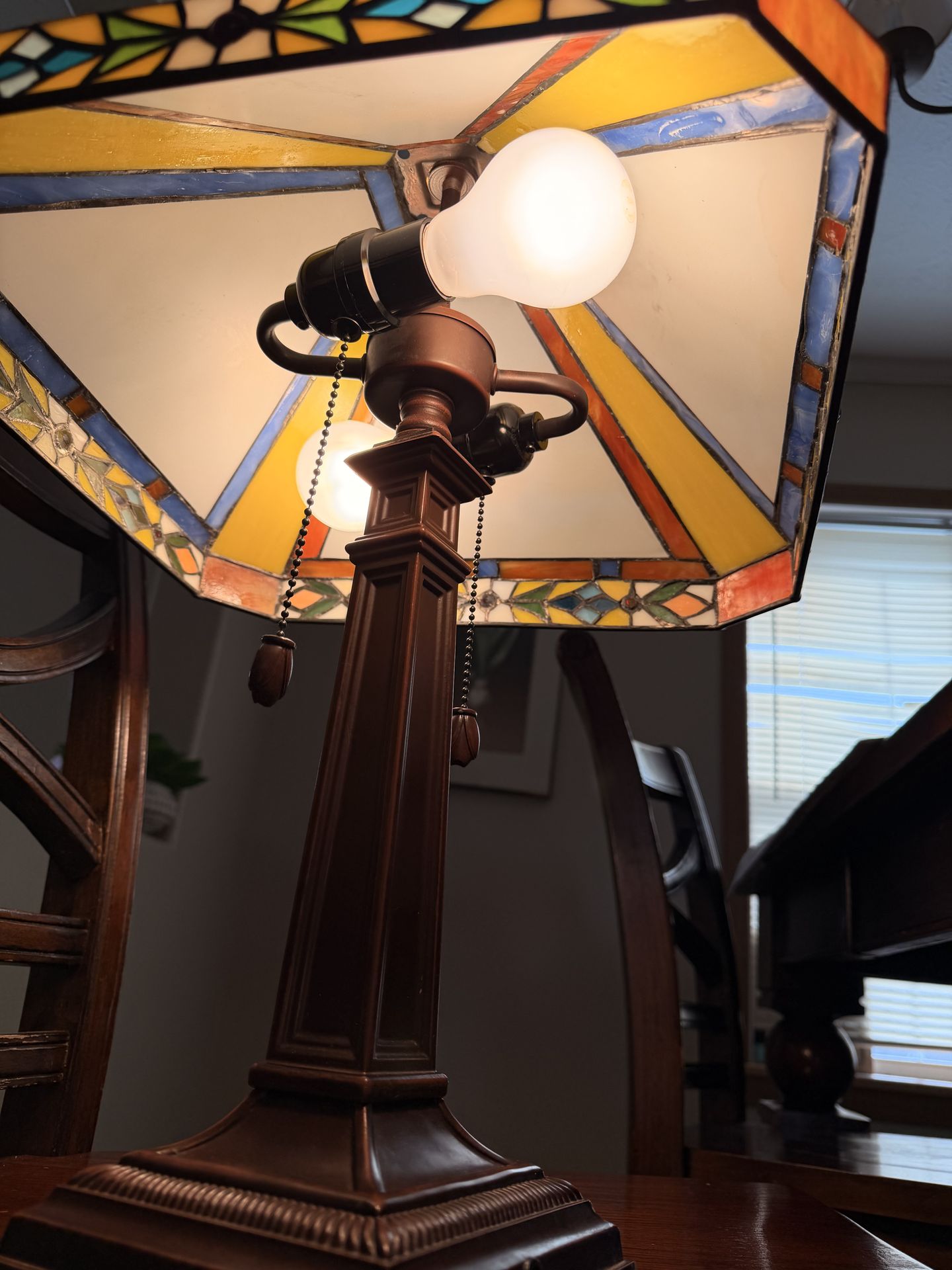 Vintage Tiffany style Danbury Mint Sheltie collie stained lamp