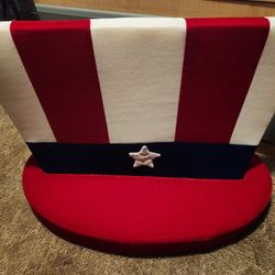 July 4th Velour Big Patriotic American USA Flag Hat, Uncle Sam - Red White Blue