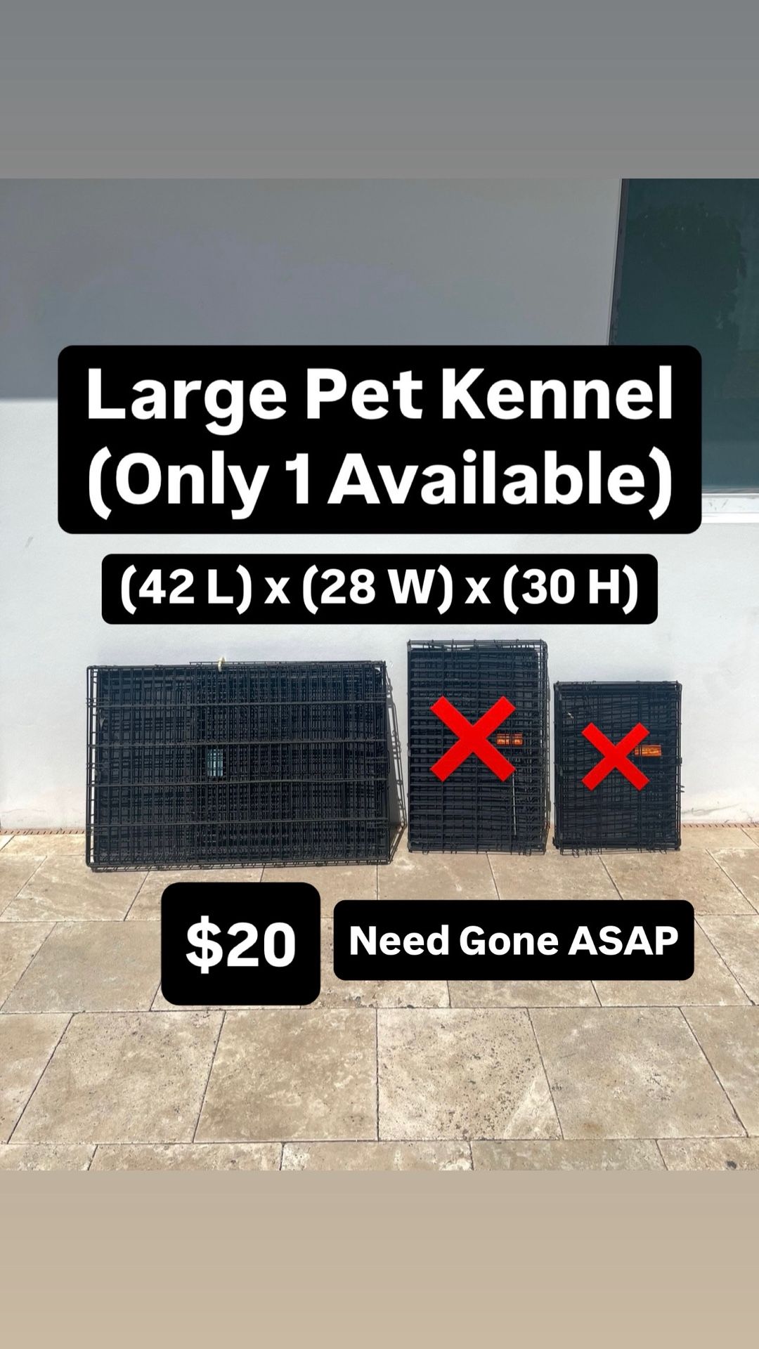 Large Pet Kennel (Only 1 Available) Pickup Today Available