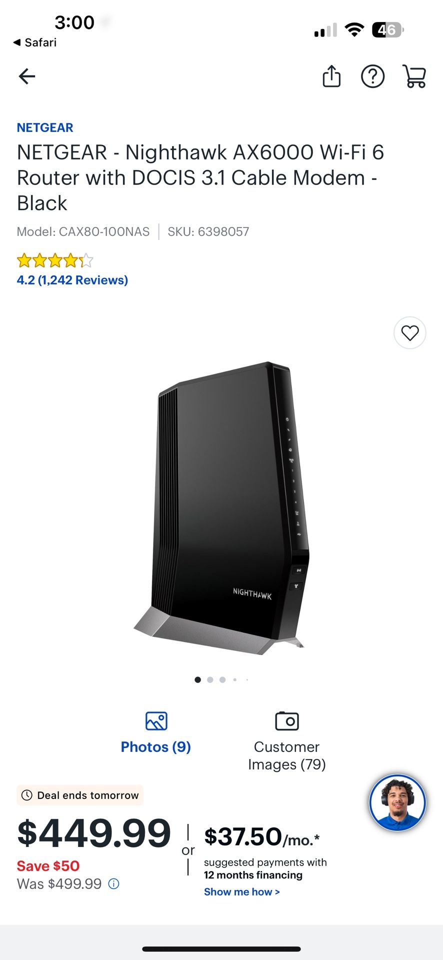 NETGEAR - Nighthawk AX6000 cable modem router