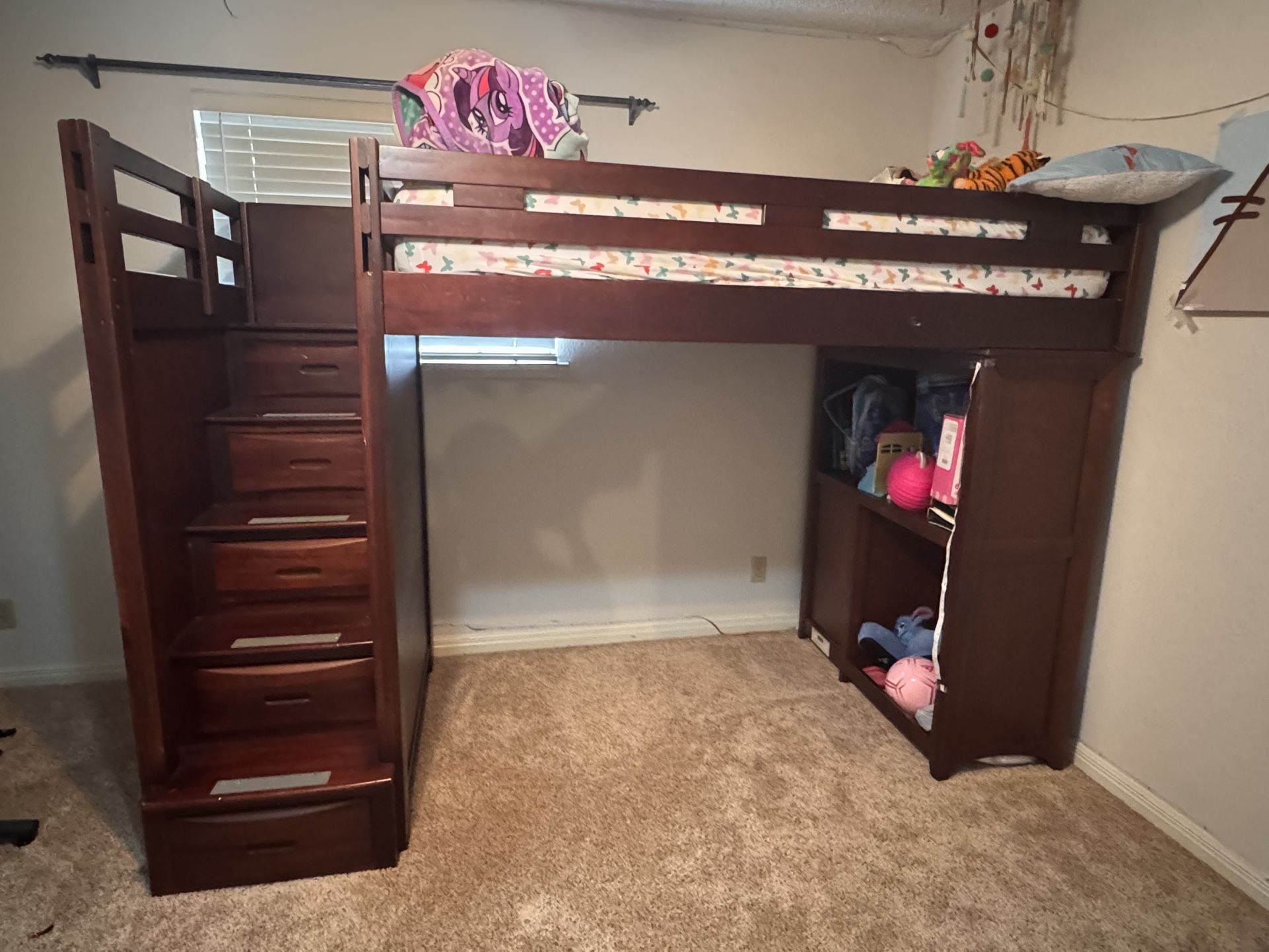 Twin Bunk Bed With Stairs Storage Desk