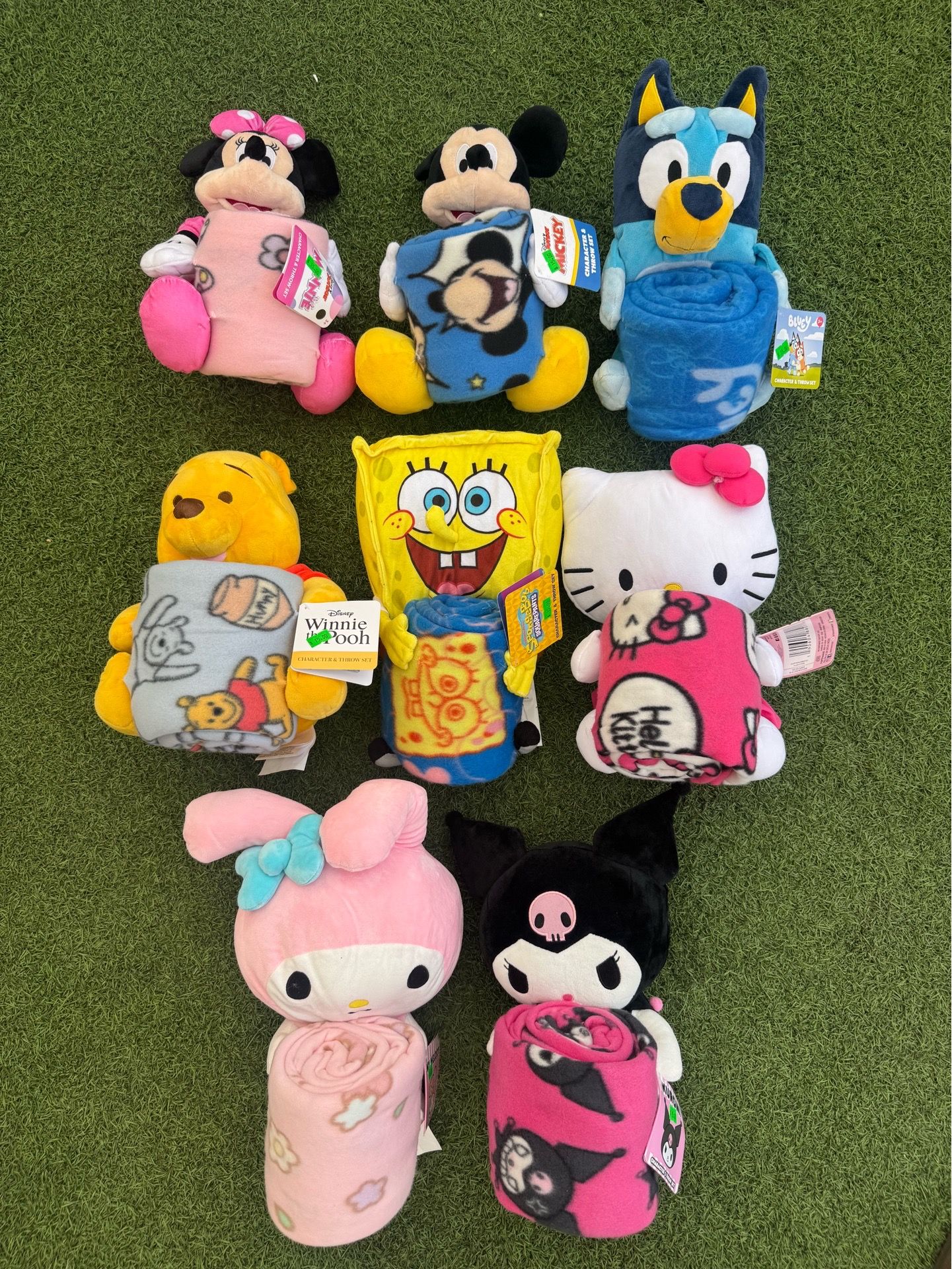 Character Plushies + Blanket Combo