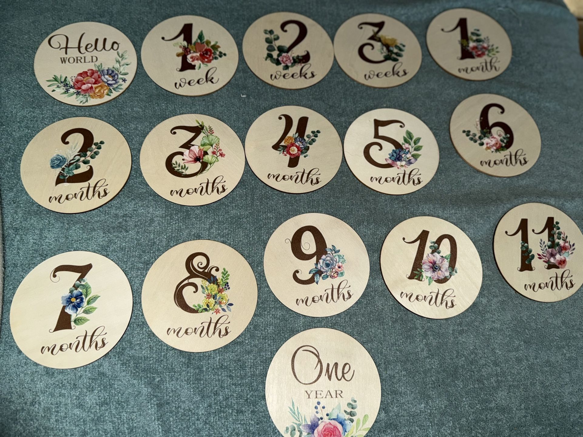 New Double Sided Baby Girl Floral Milestones Set 16 Pcs