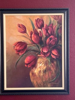 Framed Tulips Floral Painting