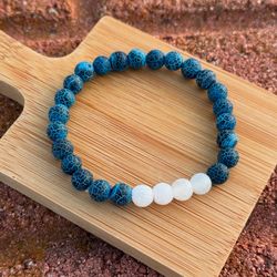 Blue And White Frosted Agate Bracelet 
