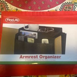 NEW IN BOX FINE LIFE ARMREST ORGANIZER - SIX STORAGE POCKETS + TABLETOP - Compare @$17