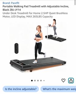 Brand New Portable Walking Pad Treadmill – Adjustable 9% Incline, 2.0 HP