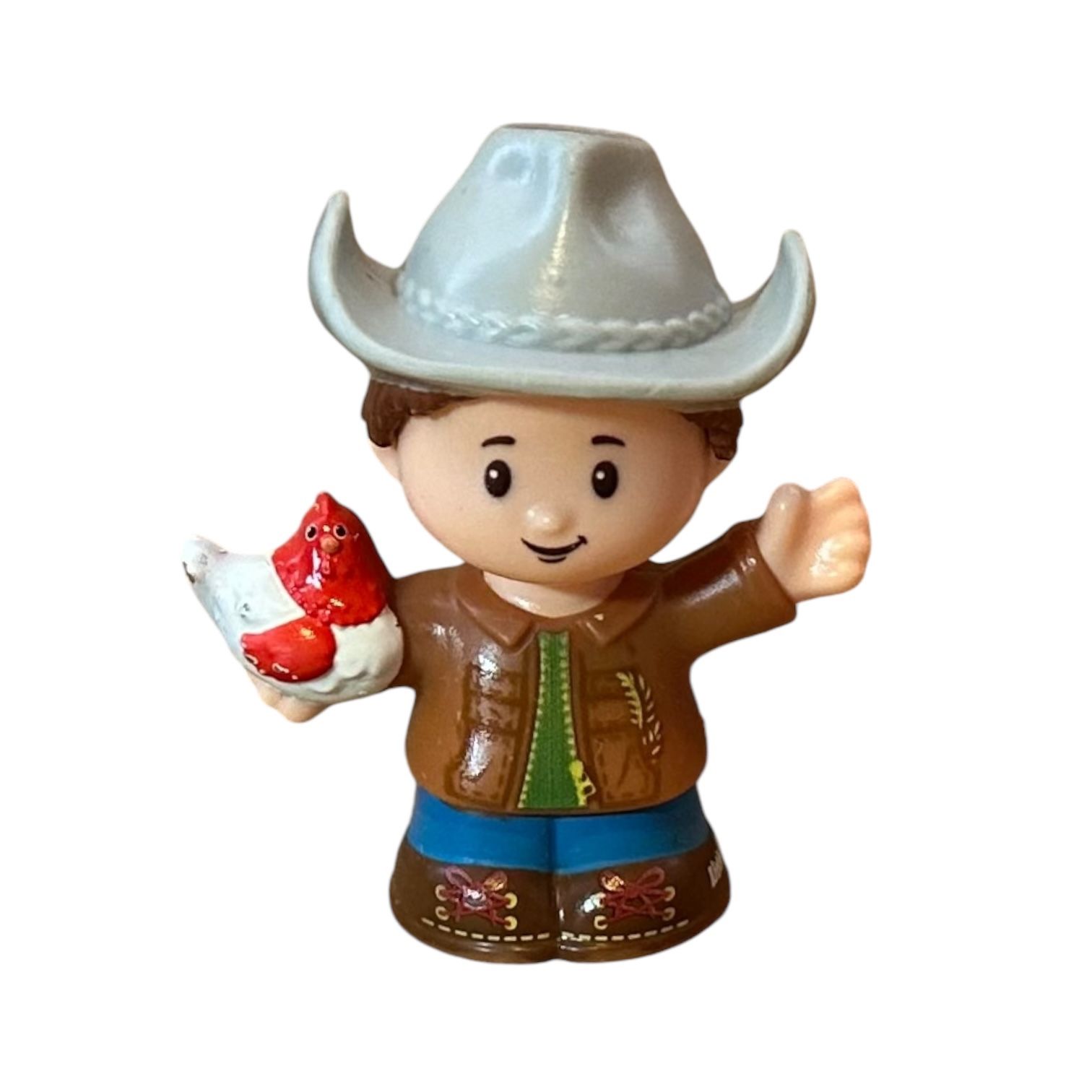 Fisher Price Little People Figure Dad Farmer Chicken Boy Cowboy Hat Farm Toy