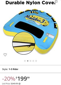 Malibu Towable Tube for Boating with 1-3 Rider Options, Water Sport Towable Tubes for Boat to Pull, Hi-vis Color