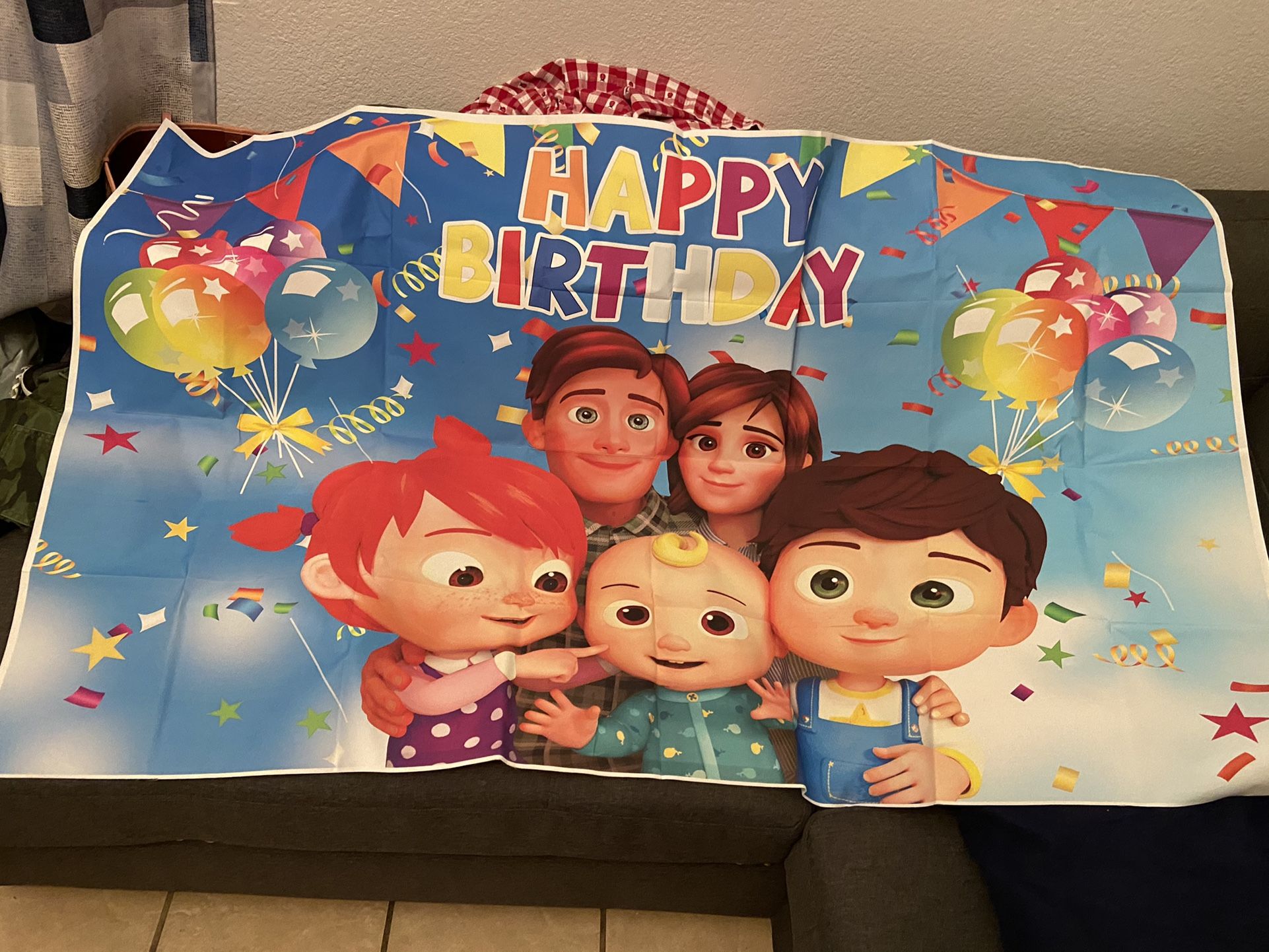 Cocomelon happy birthday banner party decorations
