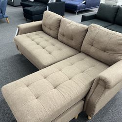 New Reversible Sectional. Light Coffee. 87” X 59”. Free Delivery !