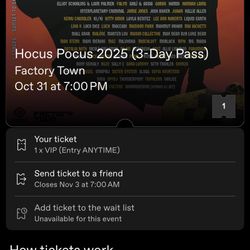HOCUS POCUS 3-DAY VIP PASS (AUTHENTIC)