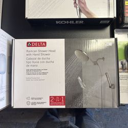 Delta Rain can Shower Head With Hand Shower