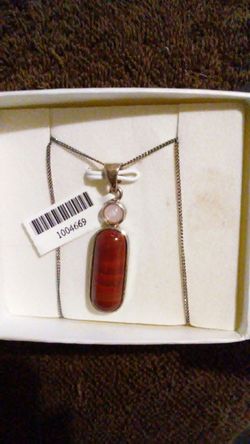 Sterling Silver with Red Obsidian Pendant