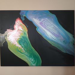 One Of A Kind, Original Pour Painting, Large Home Decor Collectible 