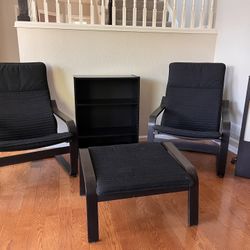 Black Chairs W Ottoman