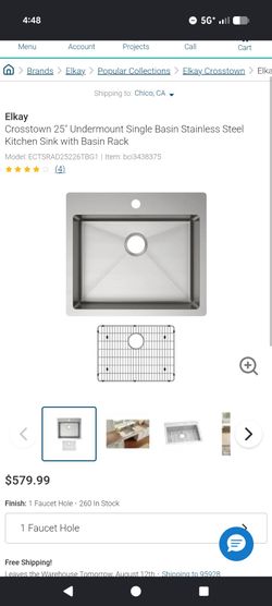 Crosstown 25" Undermount Single Basin Stainless Steel Kitchen Sink with Basin Rack