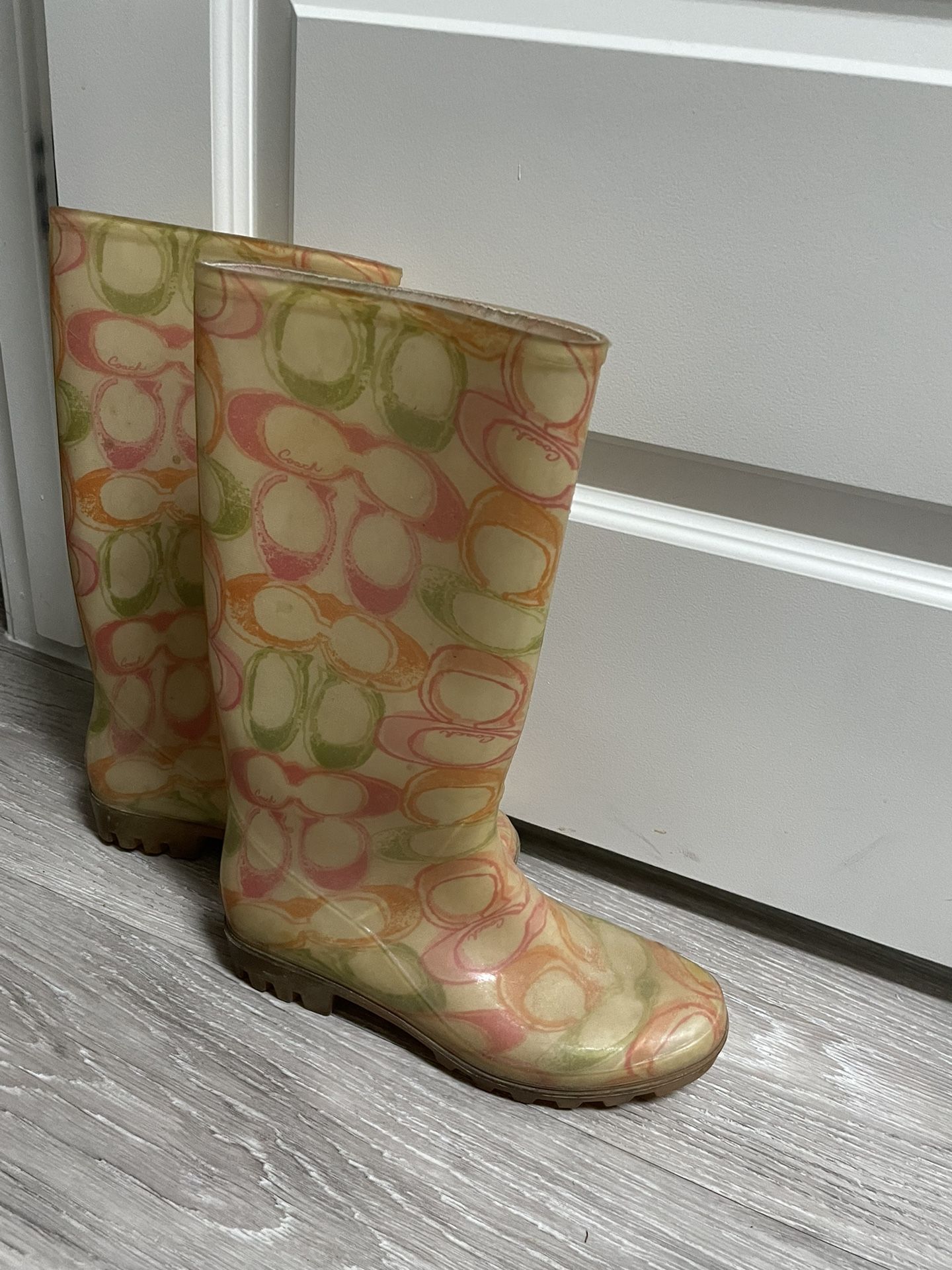 Coach Rainboots Tall Sz 8