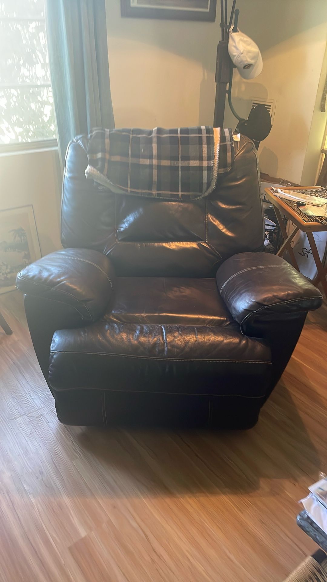 Leather Brown Reclining And Rocking Chair