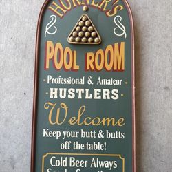 Billiard Pool Handcrafted Collectable Wood Sign