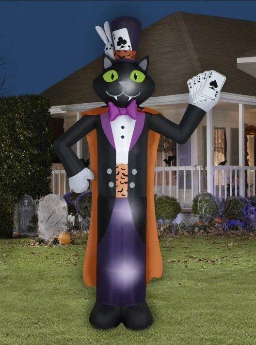 Halloween Airblown Inflatable Magic Cat Giant 10 Feet
