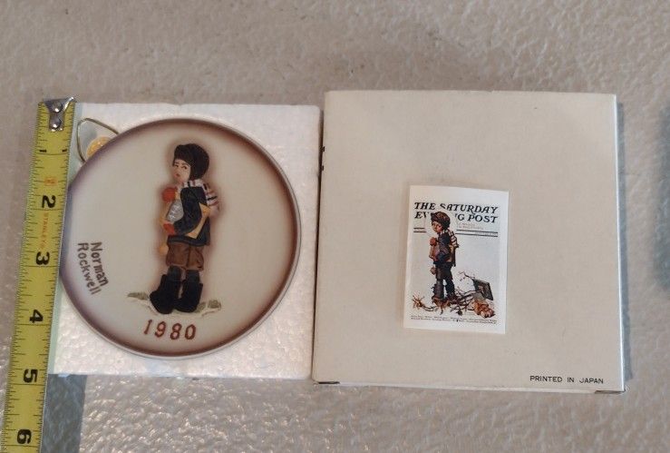 New Vintage Norman Rockwell BACK TO SCHOOL Annual Mini Porcelain Plate 1980 In Original Box