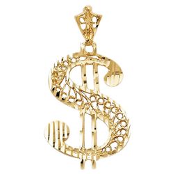 Dollar sign Pendant 14K REAL YELLOW GOLD. Description ⬇️