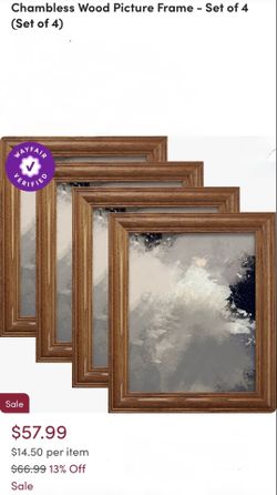 Chambless Wood Picture Frame 5x7- Set of 8 New in Box
