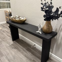 RH Inspired Matte Black Wood Bench 