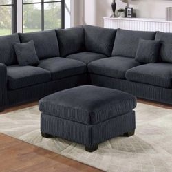 BRAND NEW 4PCS SECTIONAL SOFA SET WITH OTTOMAN AND ACCENT PILLOW INCLUDED $549