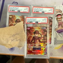 ONE PIECE TREASURE BOOSTER LUFFY PROMO PSA 10