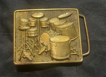 Epic VTG 1980 Drum Set Brass Belt Buckle
