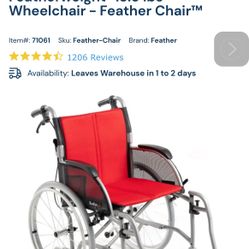 Featherlight Wheelchair Nearly New - All Accesories
