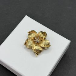 Vintage 14k yellow gold floral brooch and pendant 5.3 grams