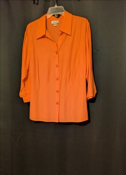 Dressbarn Melon Button Front Mid Sleeves Woman's Blouse Size 14 -16