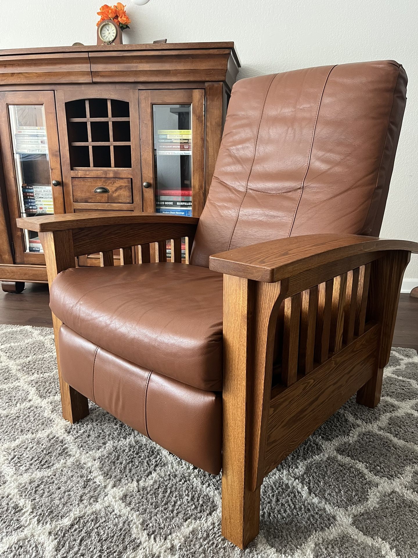 Amish Solid Wood Reclining Leather chair