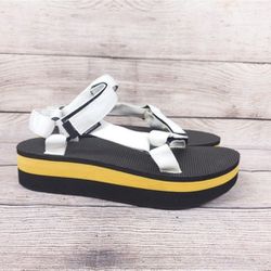 Teva Womens Black Yellow Open Toe Platform Universal Strappy Sandal Size US 11