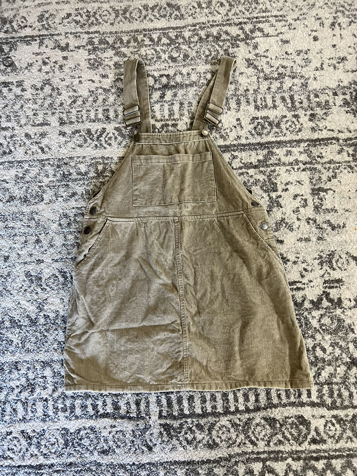 Corduroy Front Pocket Overall Dress (Small)